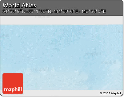 Physical 3D Map of the Area around 54° 48' 50" N, 142° 1' 30" E