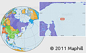 Political Location Map of the area around 54° 48' 50" N, 145° 25' 30" E