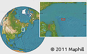 Satellite Location Map of the area around 54° 48' 50" N, 145° 25' 30" E