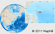 Shaded Relief Location Map of the area around 54° 48' 50" N, 145° 25' 30" E