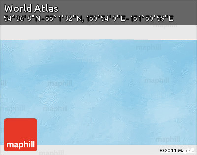 Physical 3D Map of the Area around 54° 48' 50" N, 151° 22' 30" E