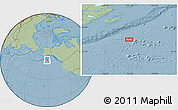 Savanna Style Location Map of the area around 54° 48' 50" N, 151° 13' 29" W, hill shading