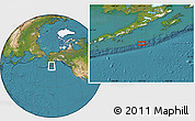 Satellite Location Map of the area around 54° 48' 50" N, 157° 10' 30" W
