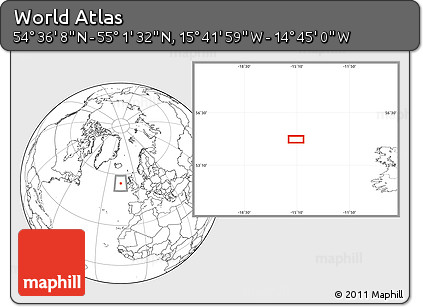 Blank Location Map of the Area around 54° 48' 50" N, 15° 13' 29" W