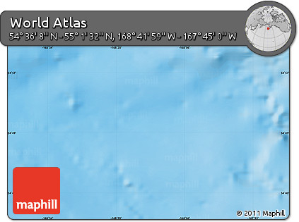 Physical Map of the Area around 54° 48' 50" N, 168° 13' 29" W