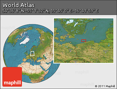 Satellite Location Map of the Area around 54° 48' 50" N, 16° 13' 30" E