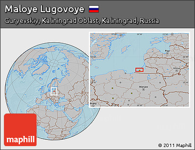 Gray Location Map of Maloye Lugovoye, hill shading