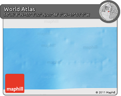 Physical 3D Map of the Area around 54° 48' 50" N, 20° 19' 30" W