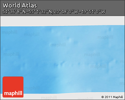 Physical 3D Map of the Area around 54° 48' 50" N, 20° 19' 30" W