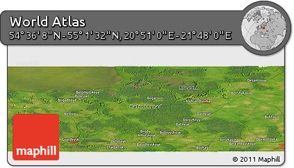Satellite Panoramic Map of the Area around 54° 48' 50" N, 21° 19' 30" E