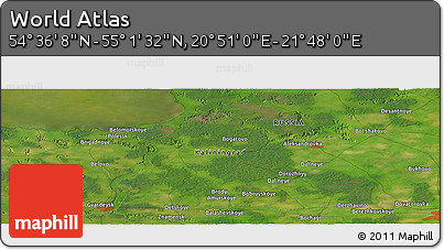 Satellite Panoramic Map of the Area around 54° 48' 50" N, 21° 19' 30" E