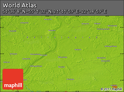 Physical Map of the Area around 54° 48' 50" N, 22° 10' 29" E