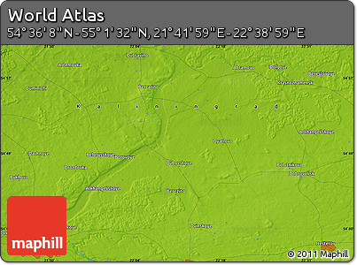 Physical Map of the Area around 54° 48' 50" N, 22° 10' 29" E