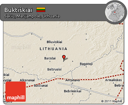 Shaded Relief 3D Map of Buktiškiai