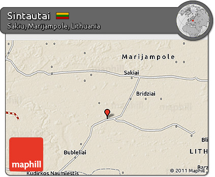 Shaded Relief 3D Map of Sintautai