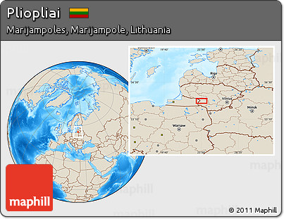 Shaded Relief Location Map of Pliopliai