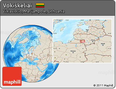 Shaded Relief Location Map of Vokiškėliai