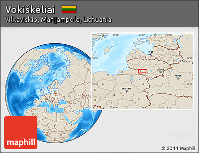 Shaded Relief Location Map of Vokiškėliai