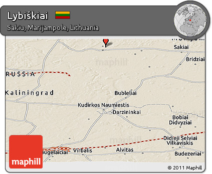 Shaded Relief Panoramic Map of Lybiškiai