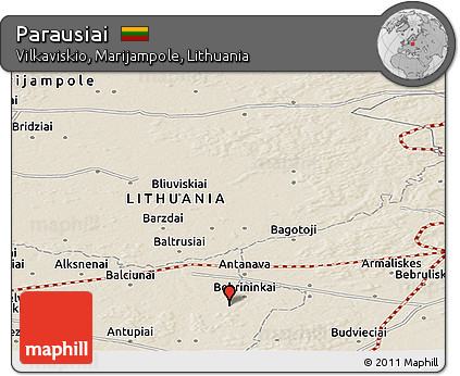 Shaded Relief Panoramic Map of Parausiai