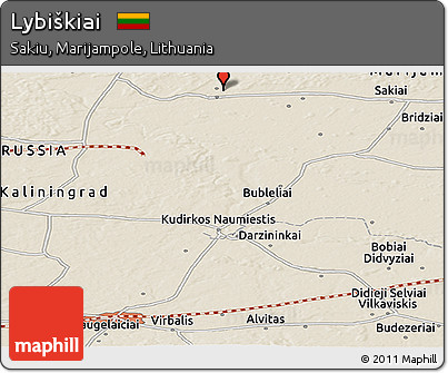 Shaded Relief Panoramic Map of Lybiškiai