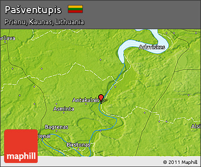 Physical 3D Map of Pašventupis