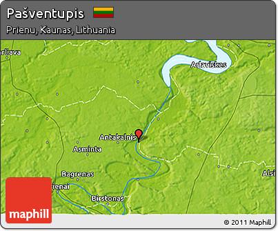 Physical 3D Map of Pašventupis