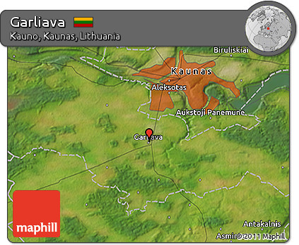 Satellite 3D Map of Garliava