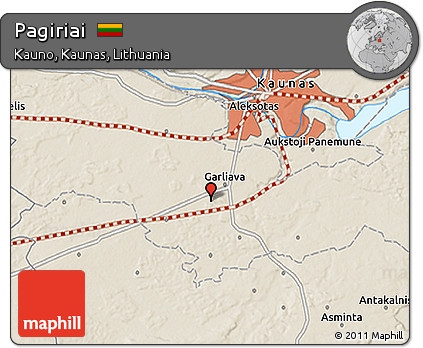 Shaded Relief 3D Map of Pagiriai