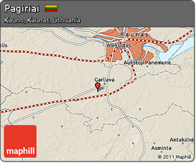 Shaded Relief 3D Map of Pagiriai