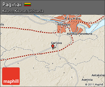 Shaded Relief 3D Map of Pagiriai
