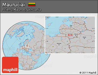 Gray Location Map of Mauručiai