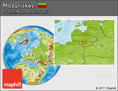 Physical Location Map of Mozūriškės