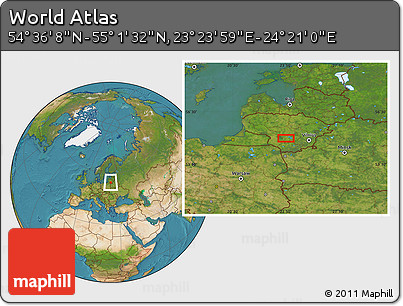 Satellite Location Map of the Area around 54° 48' 50" N, 23° 52' 30" E