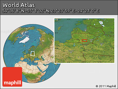 Satellite Location Map of the Area around 54° 48' 50" N, 23° 52' 30" E