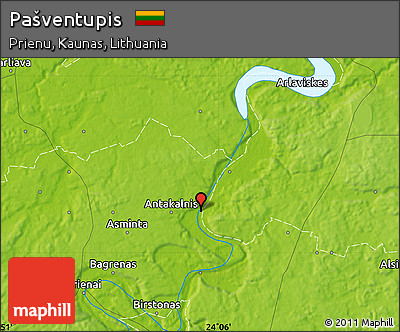 Physical Map of Pašventupis