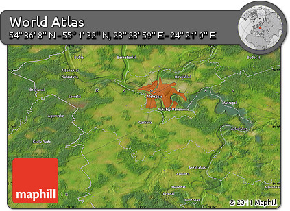 Satellite Map of the Area around 54° 48' 50" N, 23° 52' 30" E