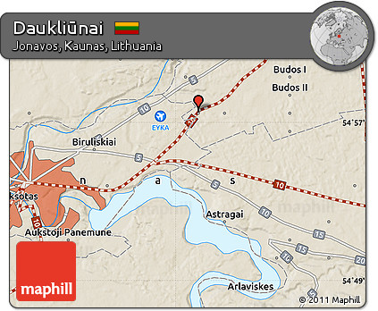 Shaded Relief Map of Daukliūnai