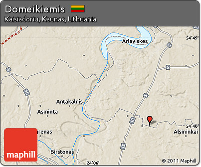 Shaded Relief Map of Domeikiemis