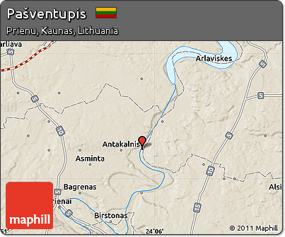 Shaded Relief Map of Pašventupis