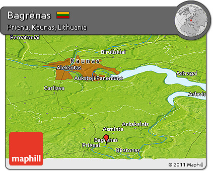 Physical Panoramic Map of Bagrėnas