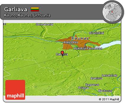 Physical Panoramic Map of Garliava