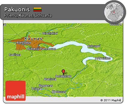 Physical Panoramic Map of Pakuonis