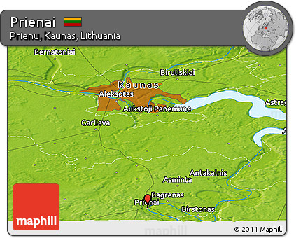 Physical Panoramic Map of Prienai