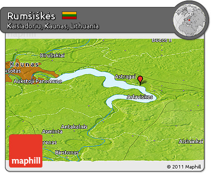 Physical Panoramic Map of Rumšiškės