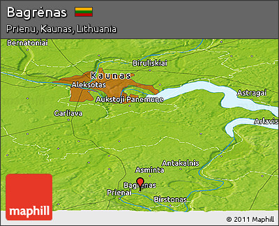 Physical Panoramic Map of Bagrėnas