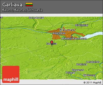 Physical Panoramic Map of Garliava