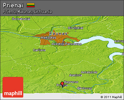 Physical Panoramic Map of Prienai