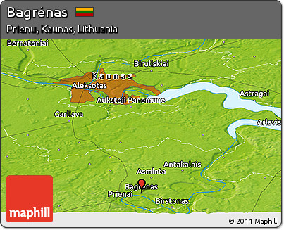 Physical Panoramic Map of Bagrėnas