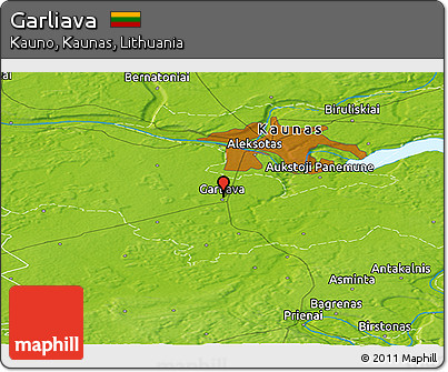 Physical Panoramic Map of Garliava